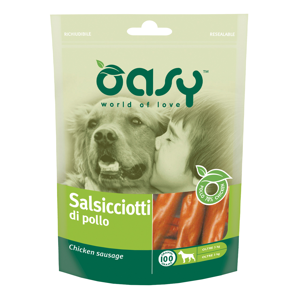 Oasy Cane Snack Busta Salsicciotti Di Pollo 100 Gr