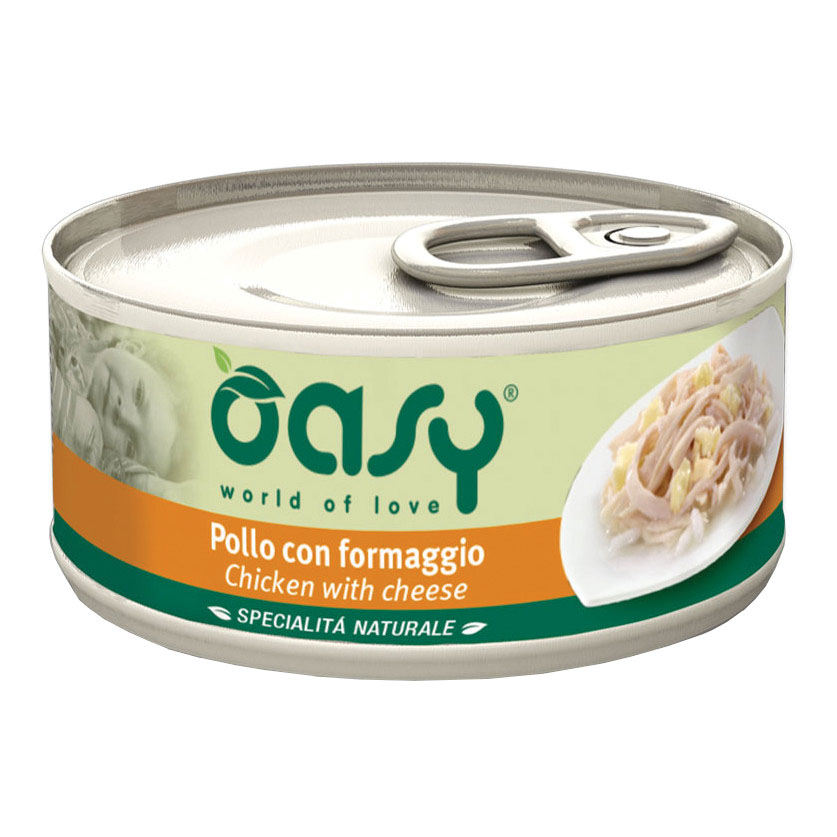 Oasy Gatto Specialita' Naturali In Lattina Adulto Pollo &amp; Formaggio 70 Gr