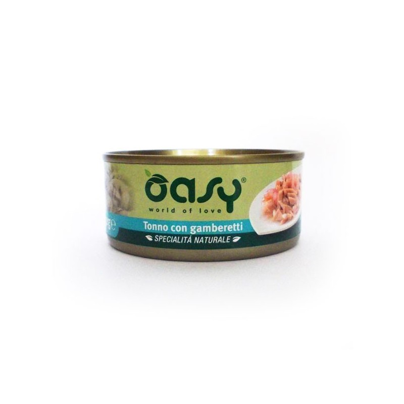 Oasy Gatto Specialita' Naturali In Lattina Adulto Tonno &amp; Gamberetti 150 Gr