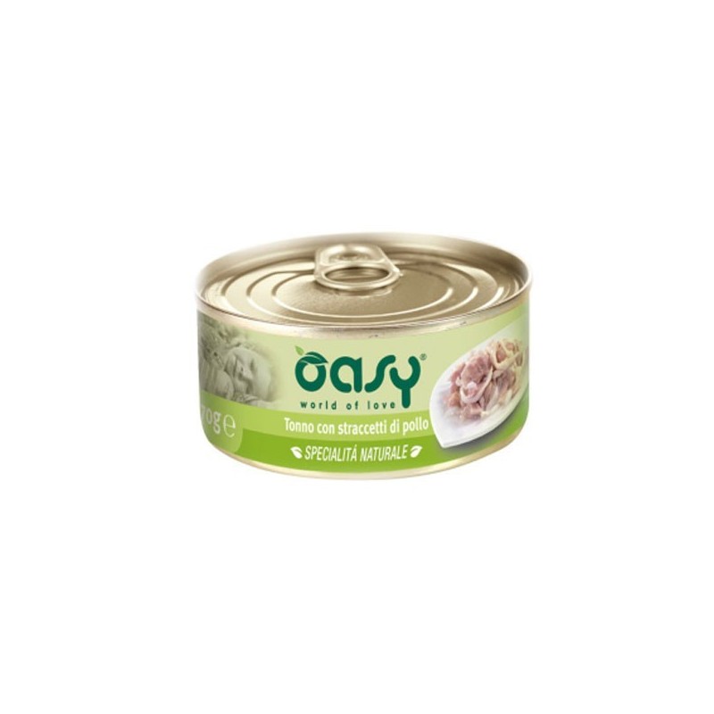 Oasy Gatto Specialita' Naturali In Lattina Adulto Tonno &amp; Straccetti Di Pollo 150 Gr