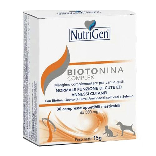 Nutrigen Biotonina Complex Mangime Complementare Per Cute Cani/Gatti 60 Tavolette