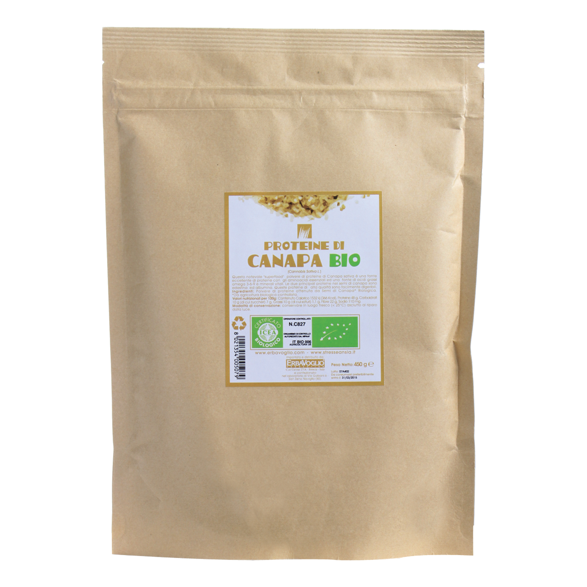Proteine canapa biologico 450g