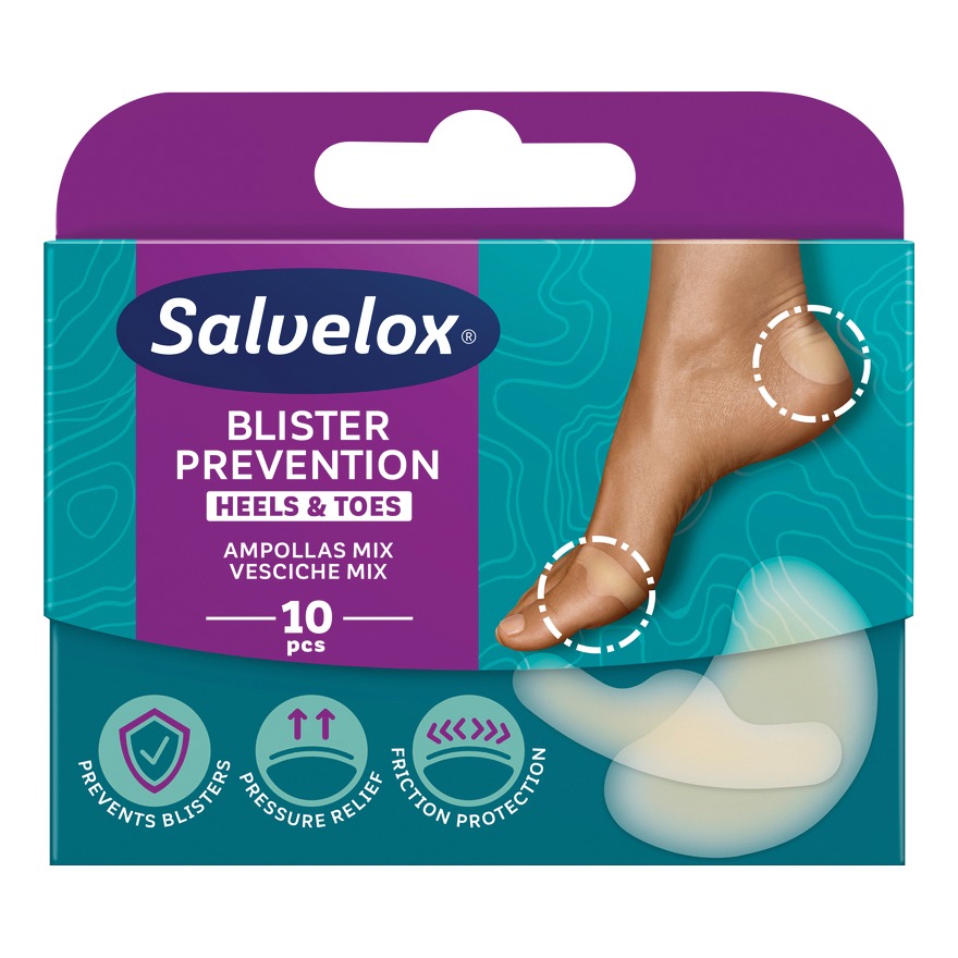 Cerotto Vesciche Salvelox Blister Prevention Heels &amp; Toes Mix Formati Assortiti 10 Pezzi