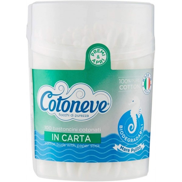 Cotoneve 100 bastoncini puliorecchie barattolo
