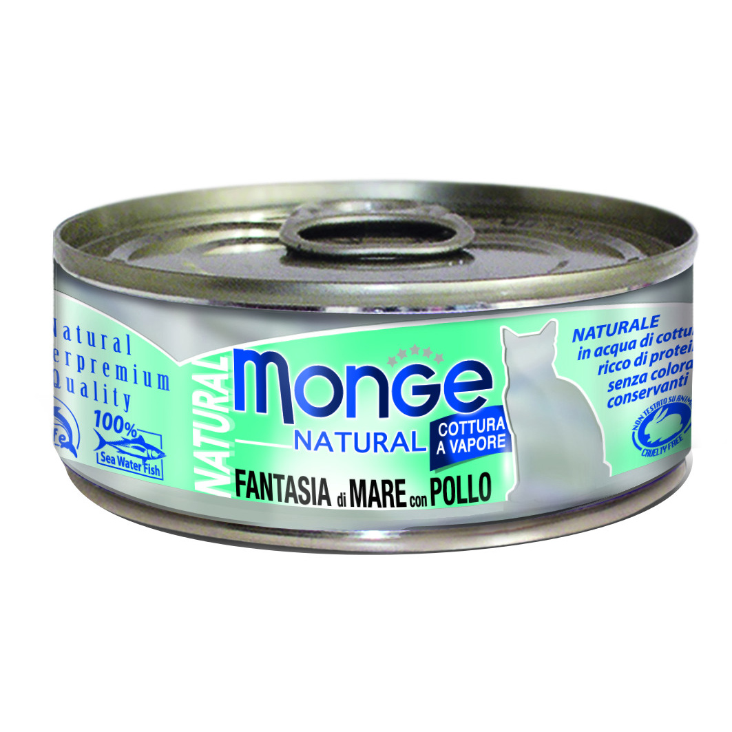 Monge Gatto Natural Lattina Adulto Fantasia Di Mare & Pollo 80 Gr