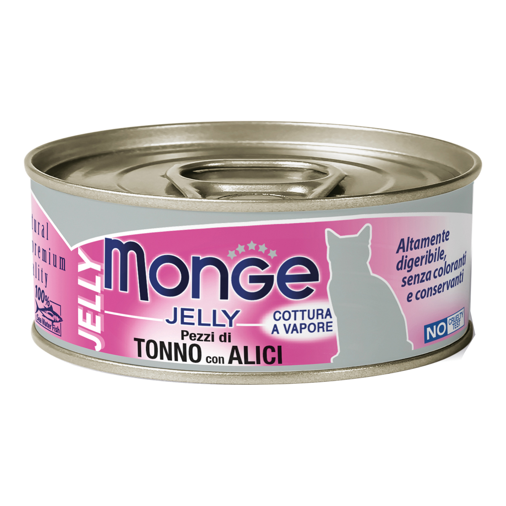 Monge Gatto Jelly Lattina Adulto Pezzi Di Tonno & Acciughine 80 Gr