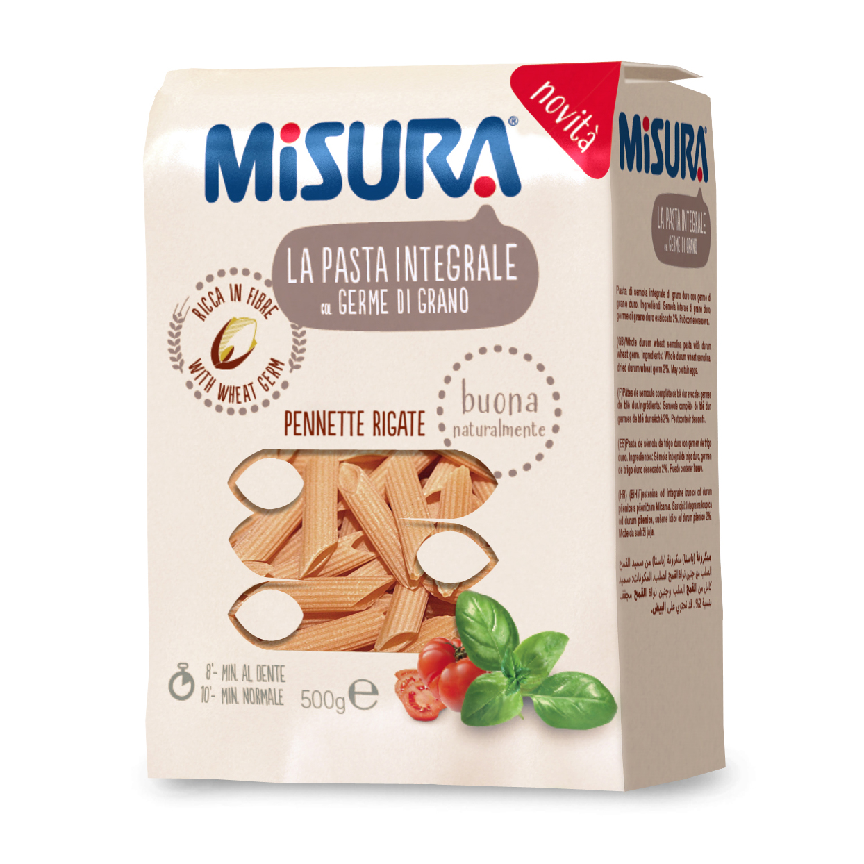 Misura Pennette Integrali Con Germe Di Grano 500 G