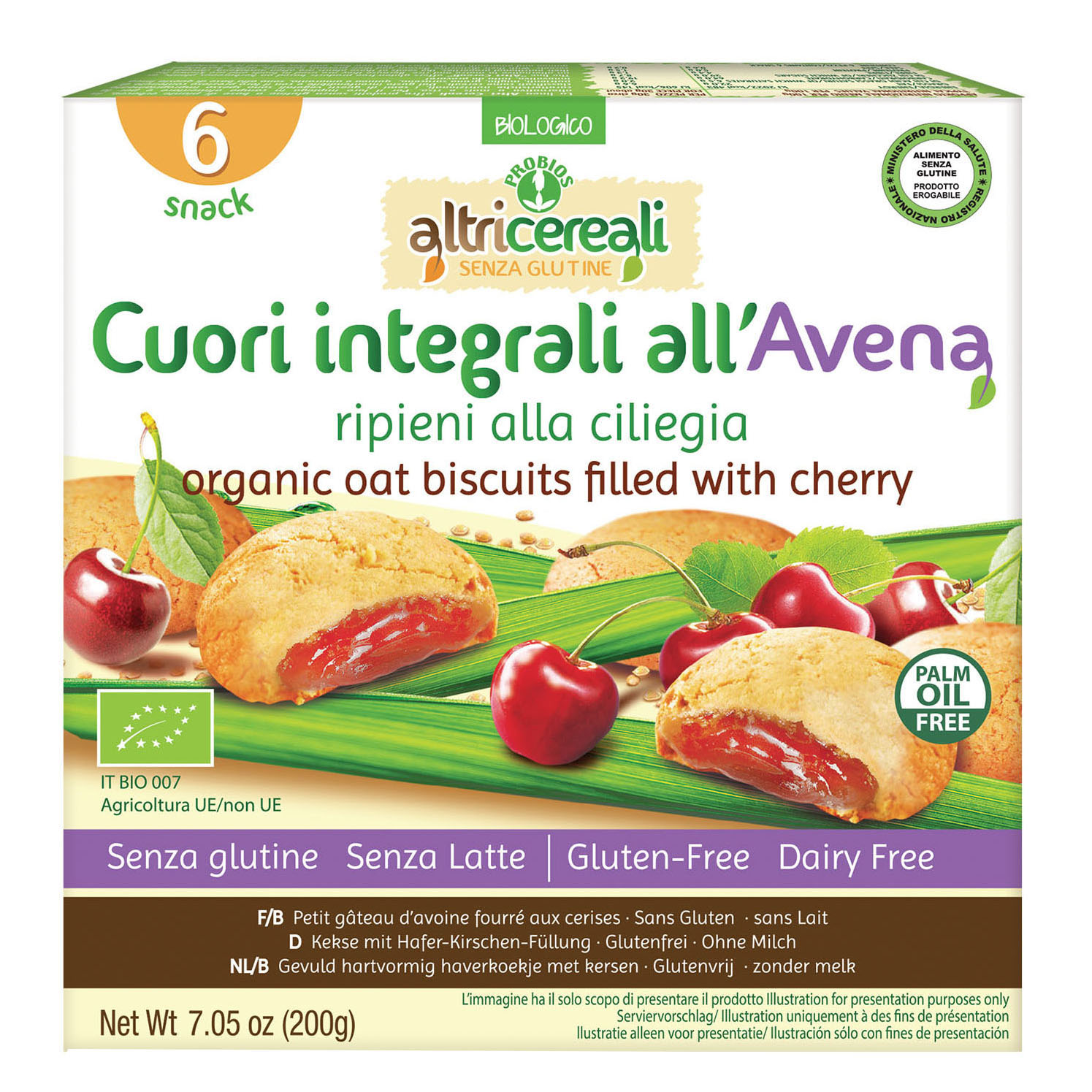 Altri Cereali Cuori All'Avena Ripieni Alla Ciliegia Bio 200g