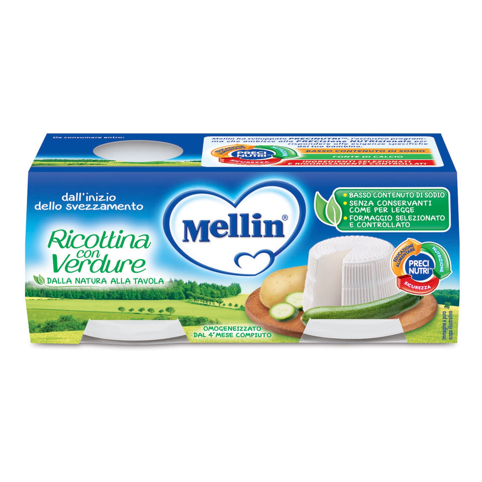 Mellin omogeneizzato ricottina con verdura 2x80 g