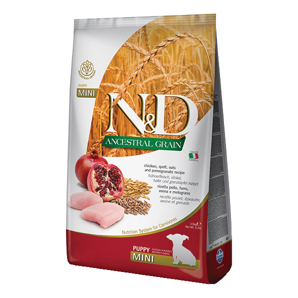 N&amp;d ancestral cereals canine chicken &amp; pomegranate puppy mini 800 g