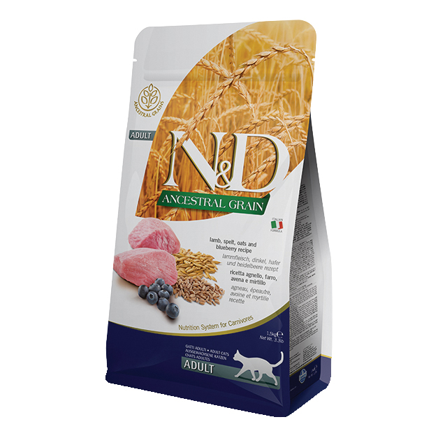 N&amp;d ancestral cereals feline lamb &amp; blueberry adult cat 300 g