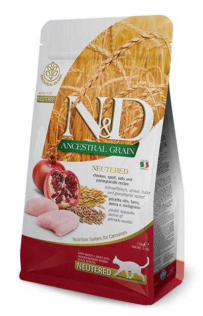 N&amp;d ancestral cereals feline neutered chicken &amp; pomegranate 1,5 kg
