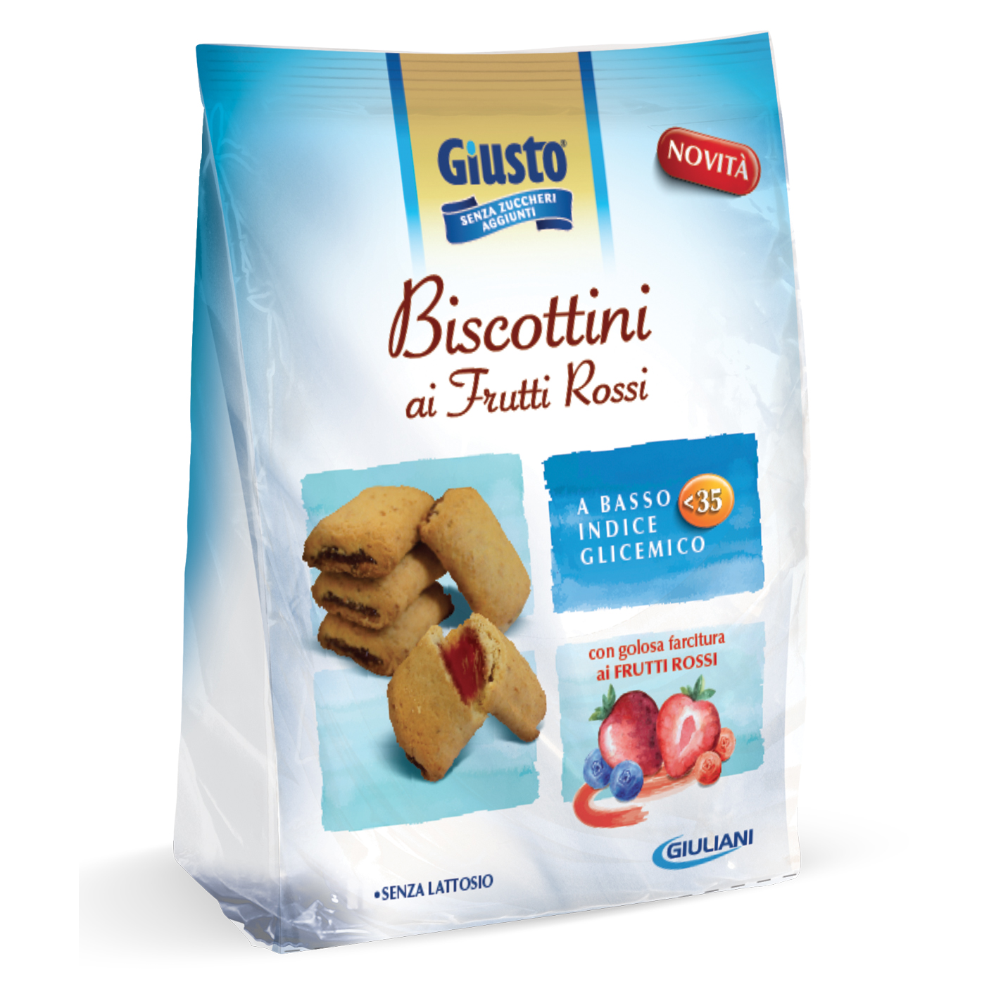 Giusto Senza Zuccheri Biscotti Frutti Rossi 225g
