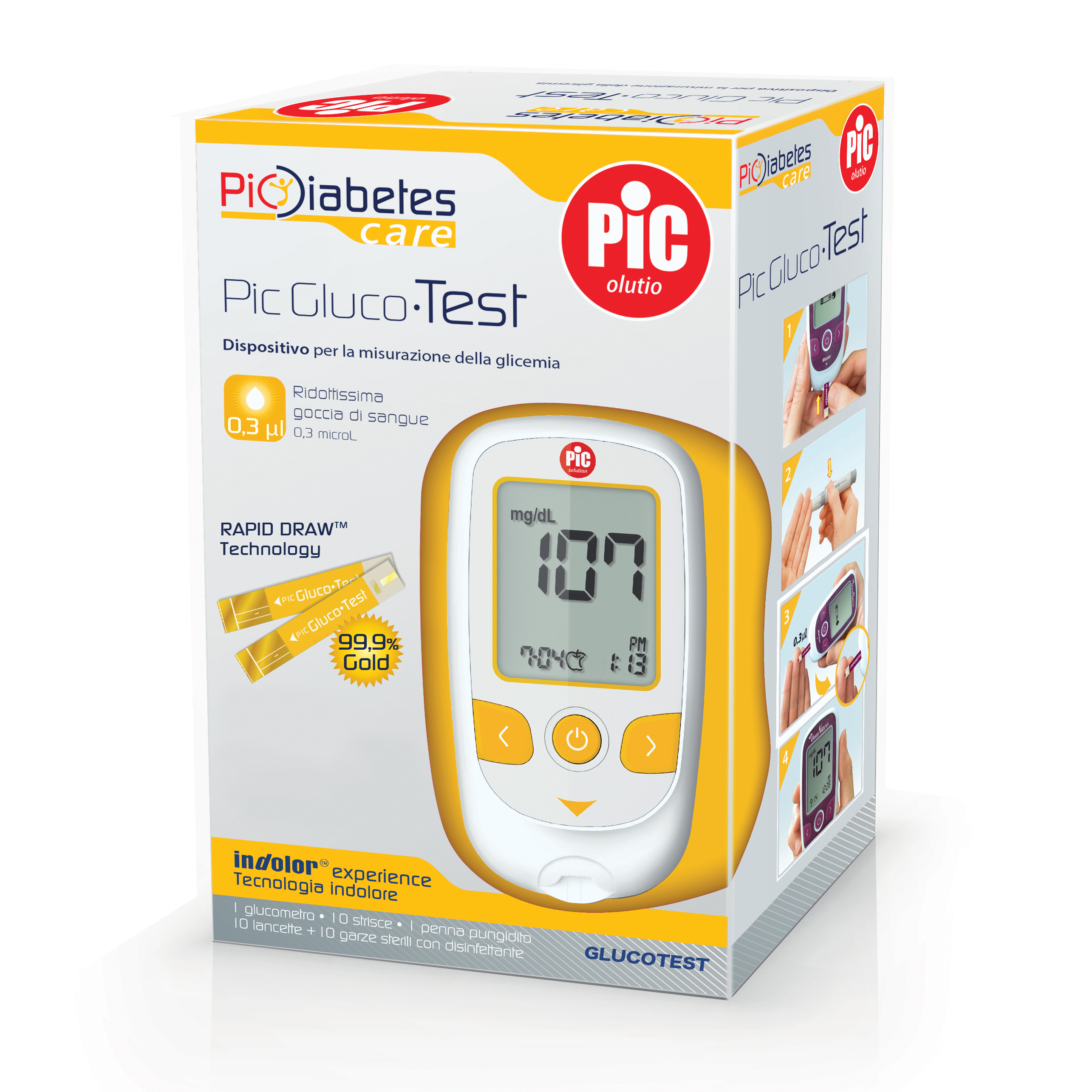 Pic glucotest kit glucometro