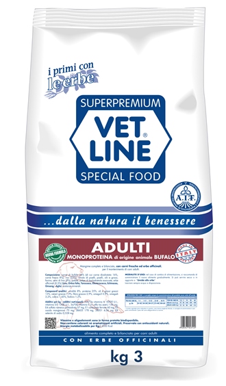 Vetline Cane Adulto Monoproteico Bufalo 3 Kg