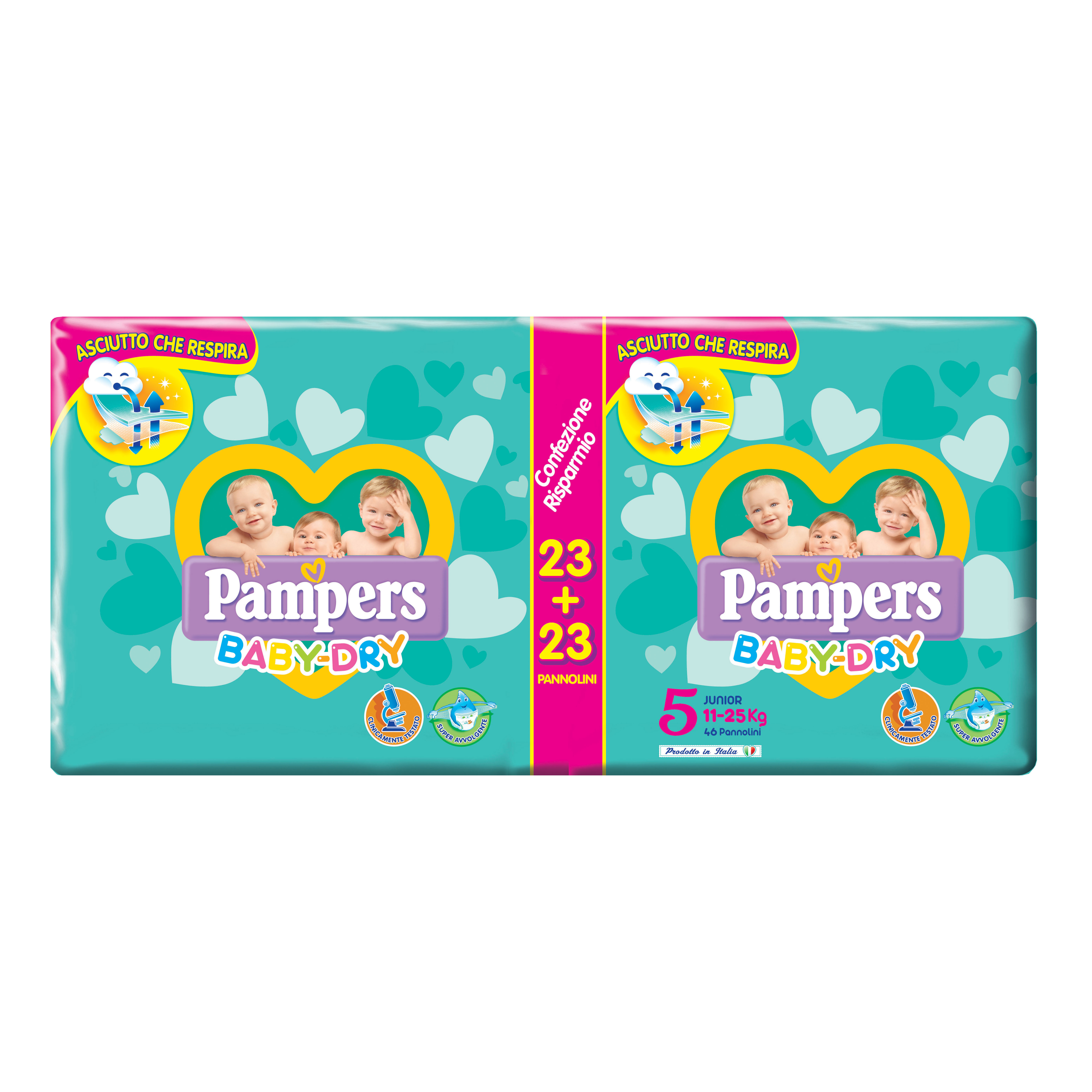 Pampers baby dry junior pacco doppio 46 pezzi