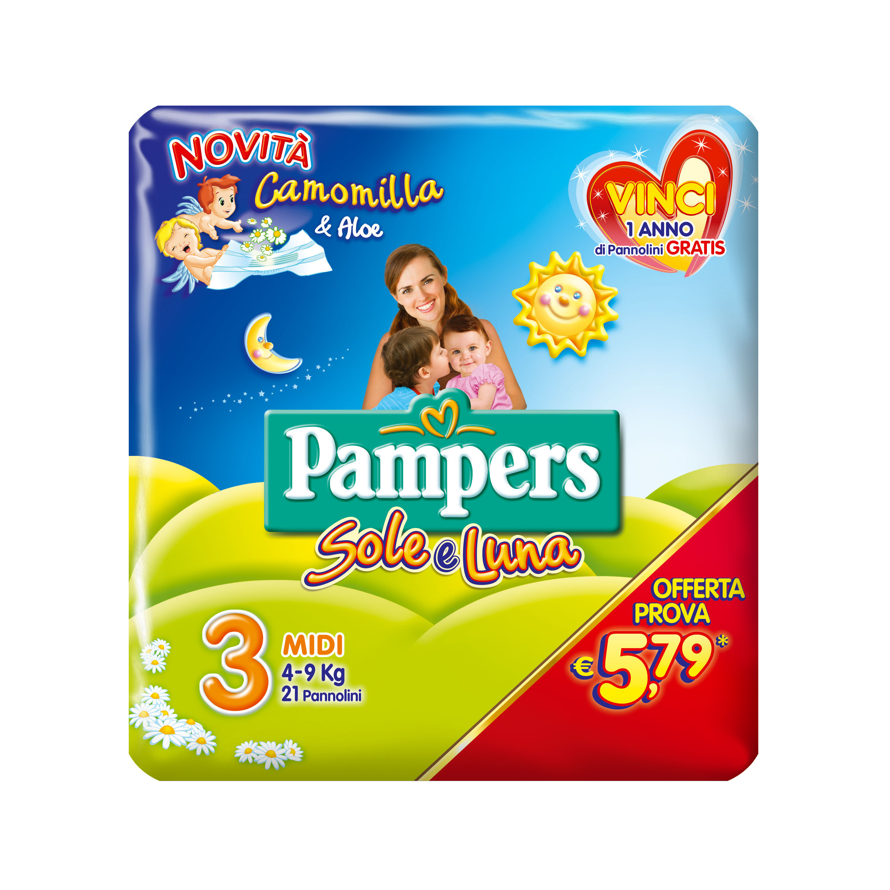 Pampers soleluna flash pannolino midi 21 pezzi