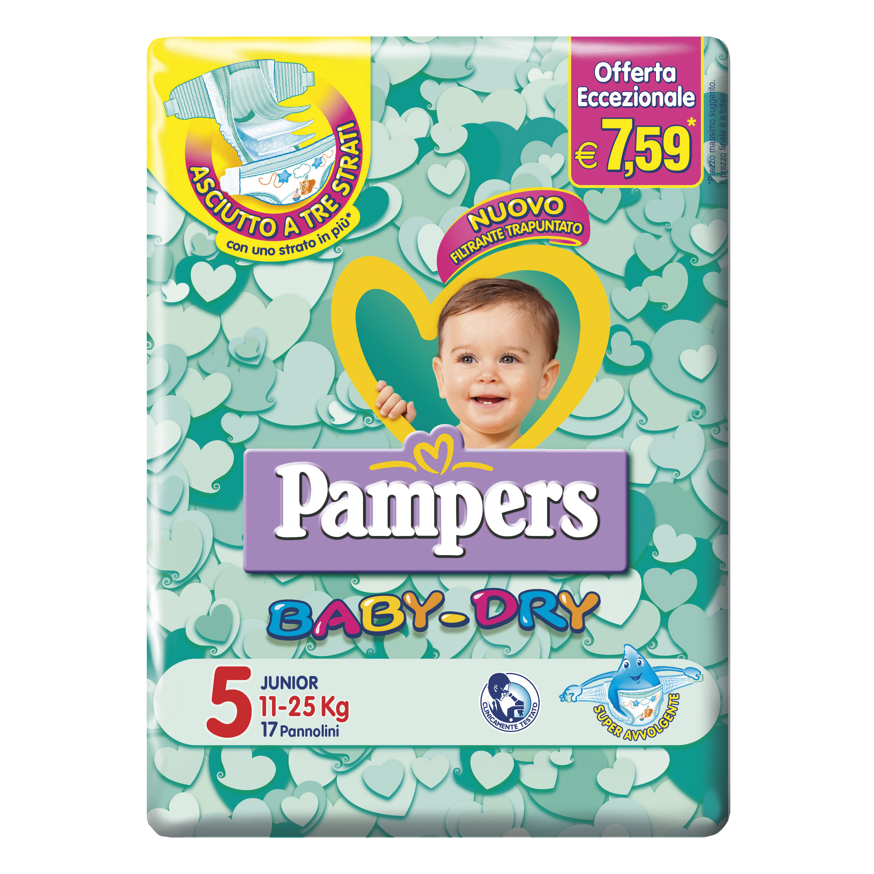Pampers baby dry downcount junior 17 pezzi