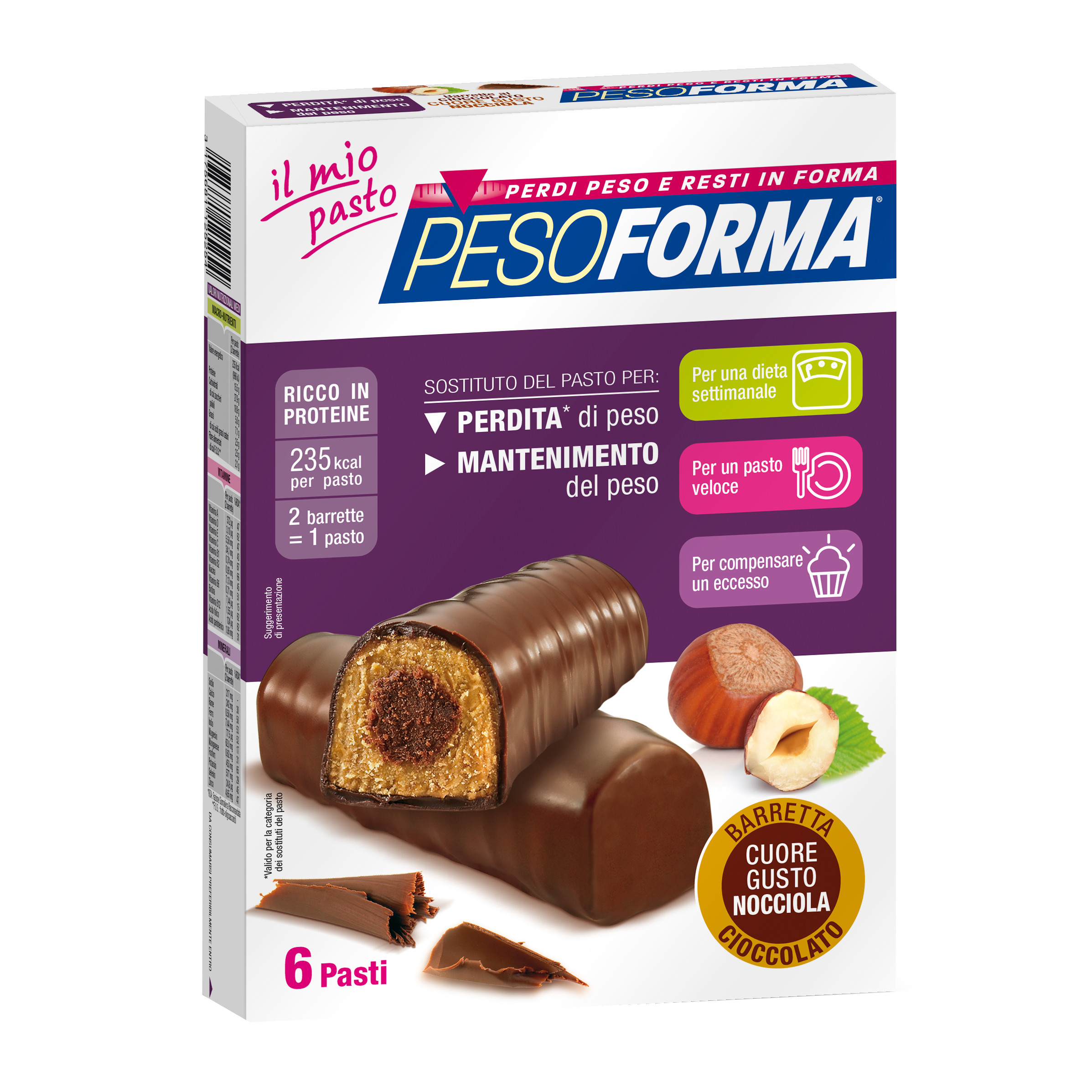 Pesoforma barretta cuore nocciola 6 pasti 12 x 31 g