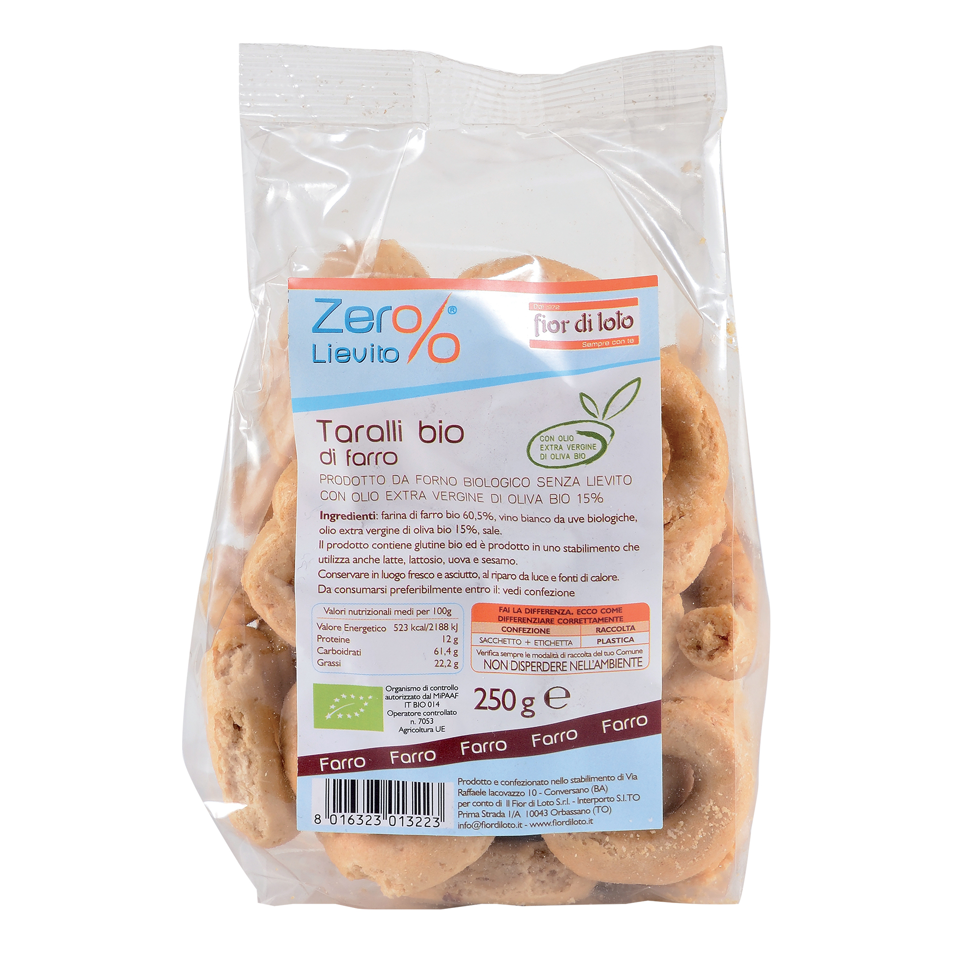 Taralli di farro olio extravergine di oliva bio 250 g