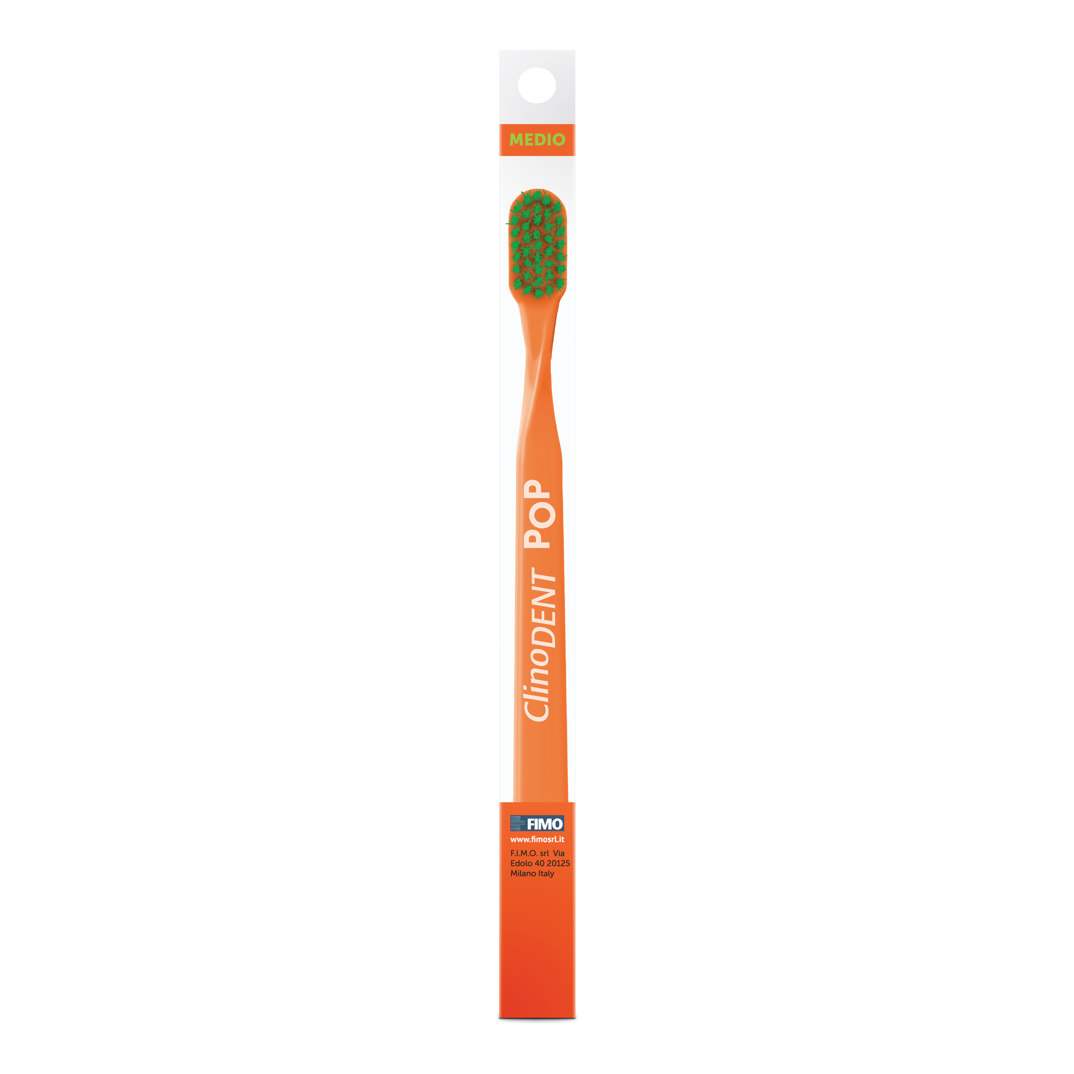 Clinodent pop arancione spazzolino da denti medio