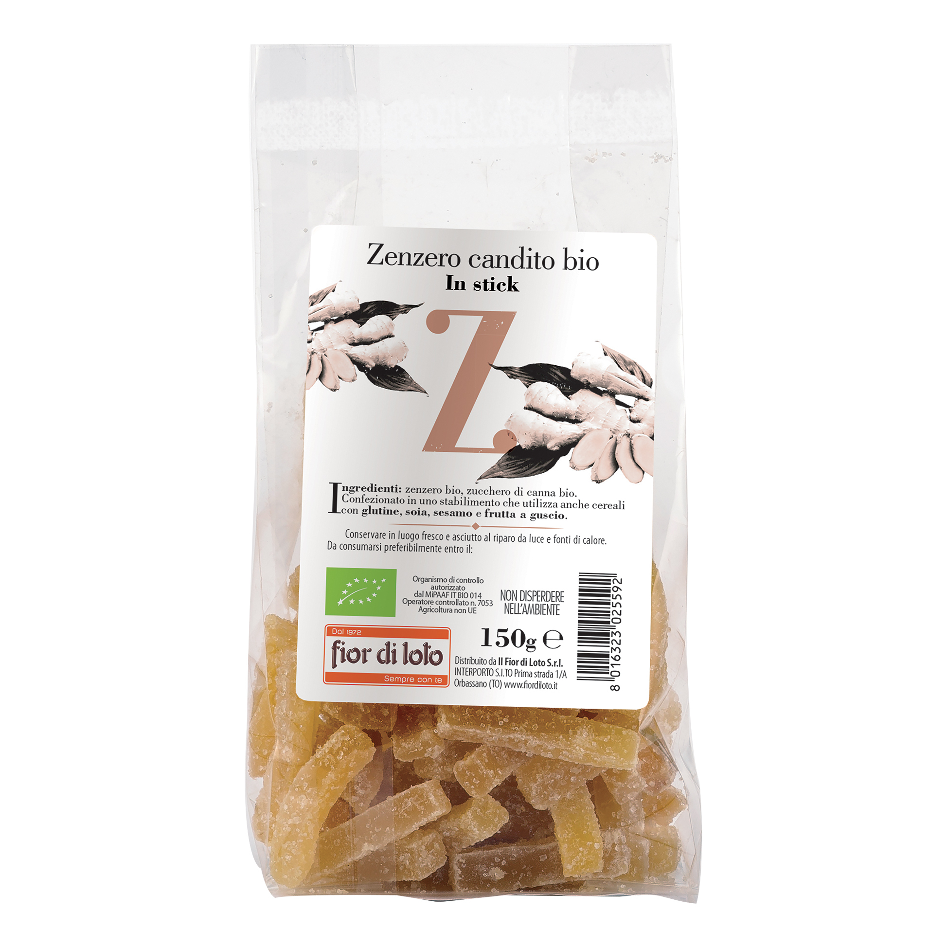 Zenzero candito stick bio 150 g