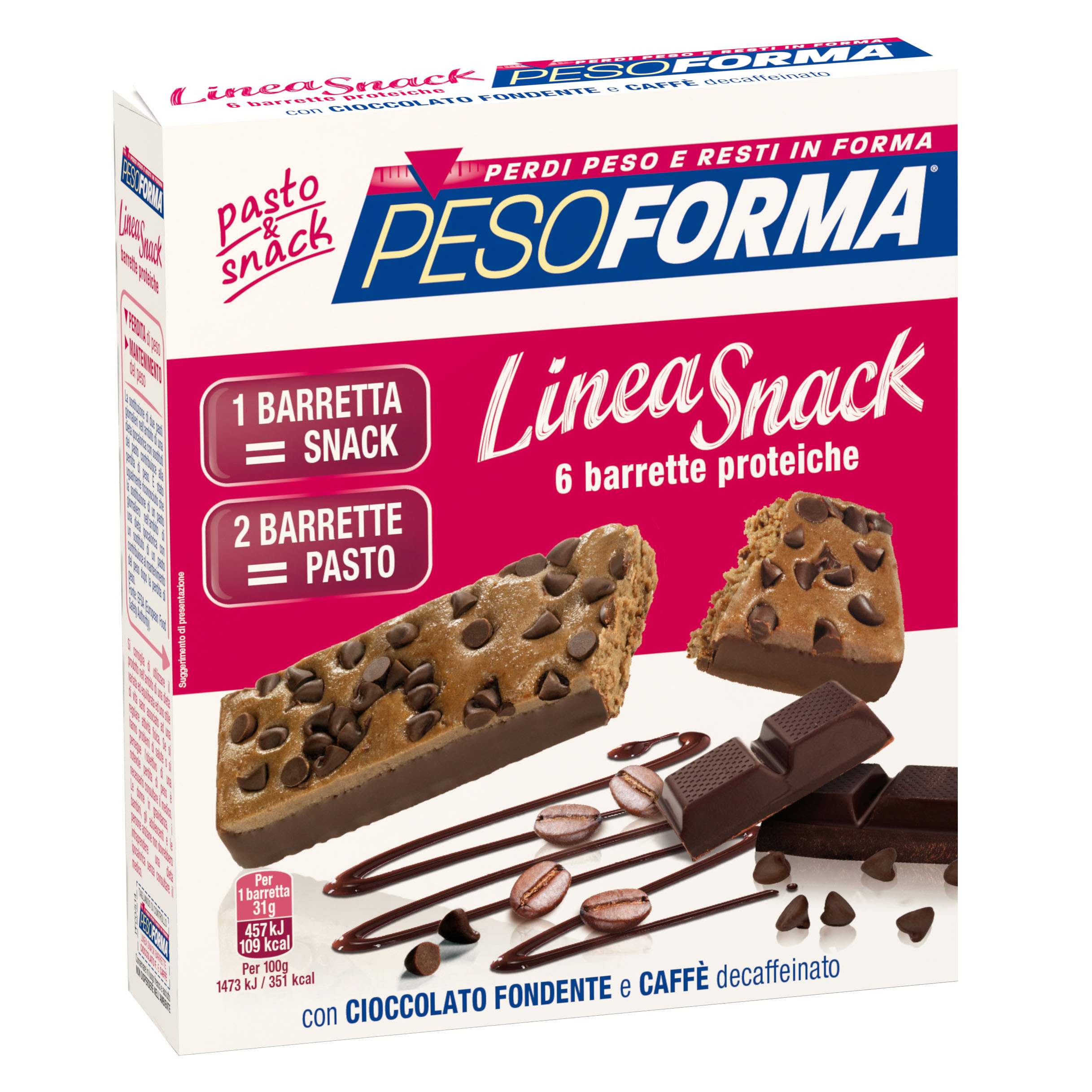 Pesoforma lineasnack caffe' e cioccolato 6 barrette 31 g