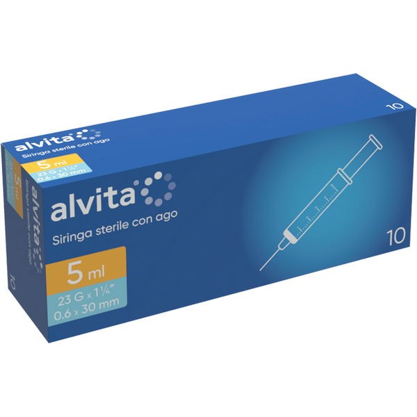 Alvita siringa 5 ml 23 gauge 10 pezzi