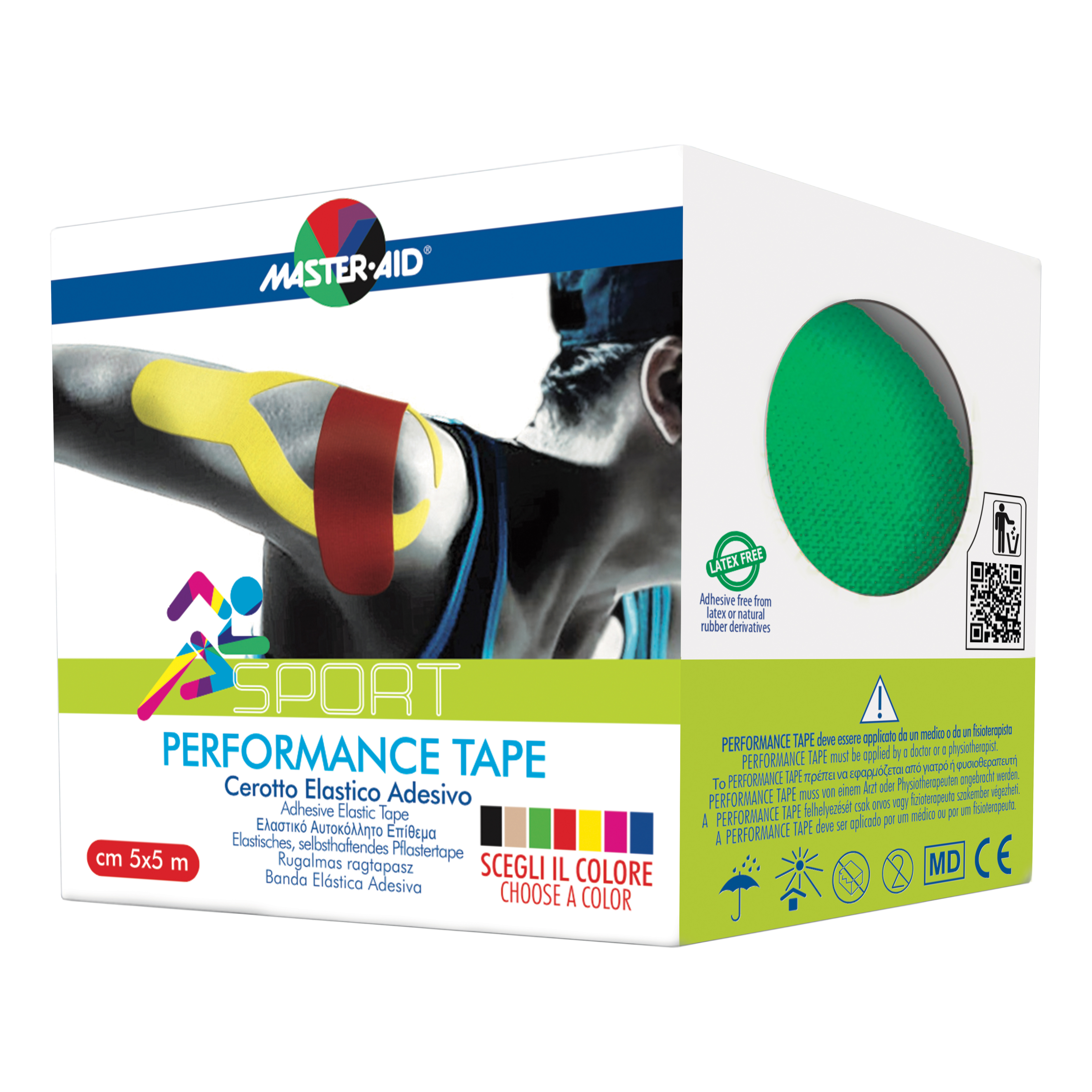Master-aid sport perform green taping neuromuscolare 5 x 500 cm