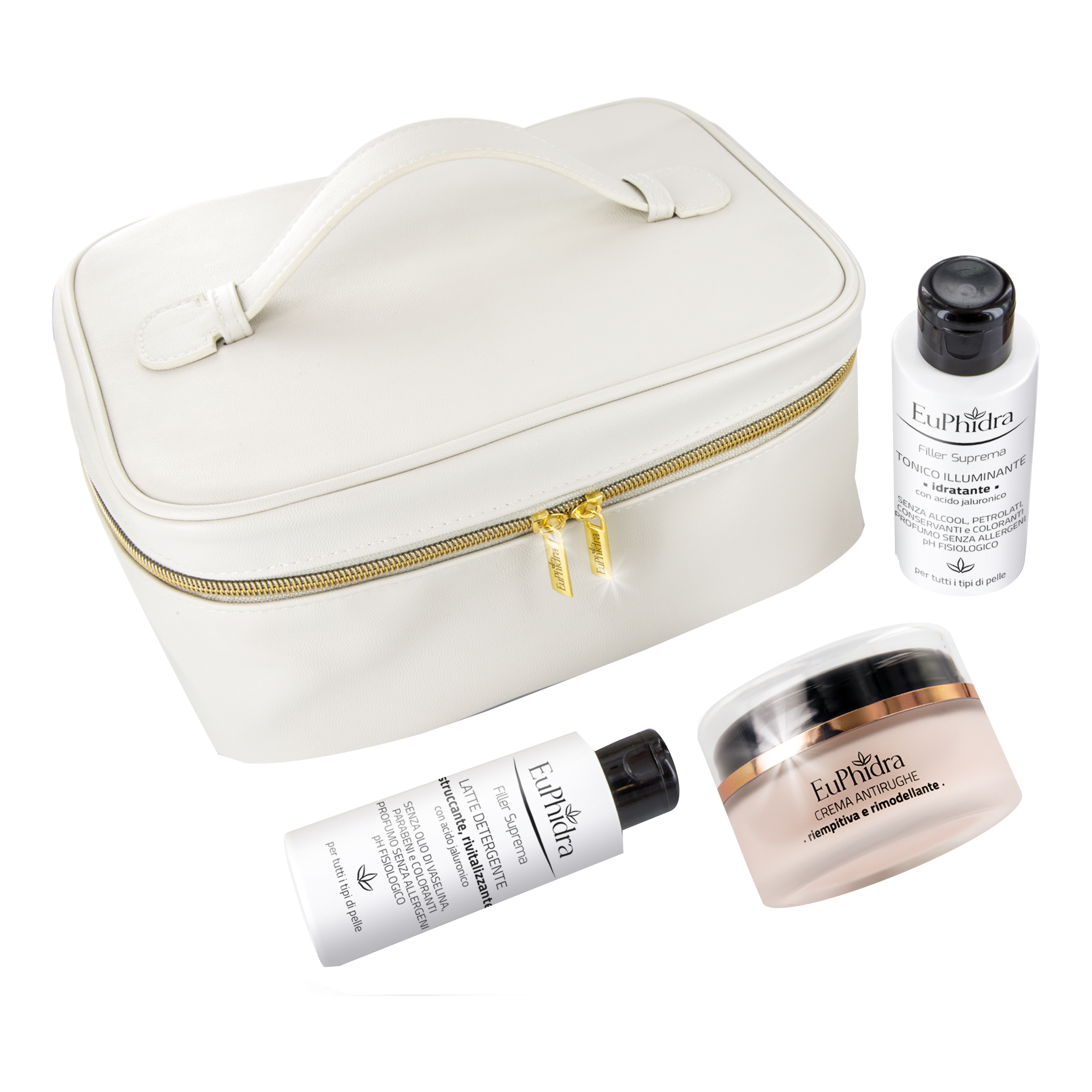 Euphidra filler suprema supreme lift borsa contenente 1 crema riempitiva + 1 latte detergente rivitalizzante+ tonico illuminante idratante