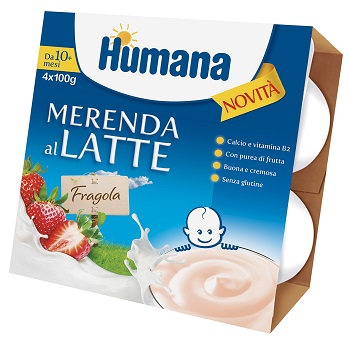 Humana mer.latte fragola4x100g
