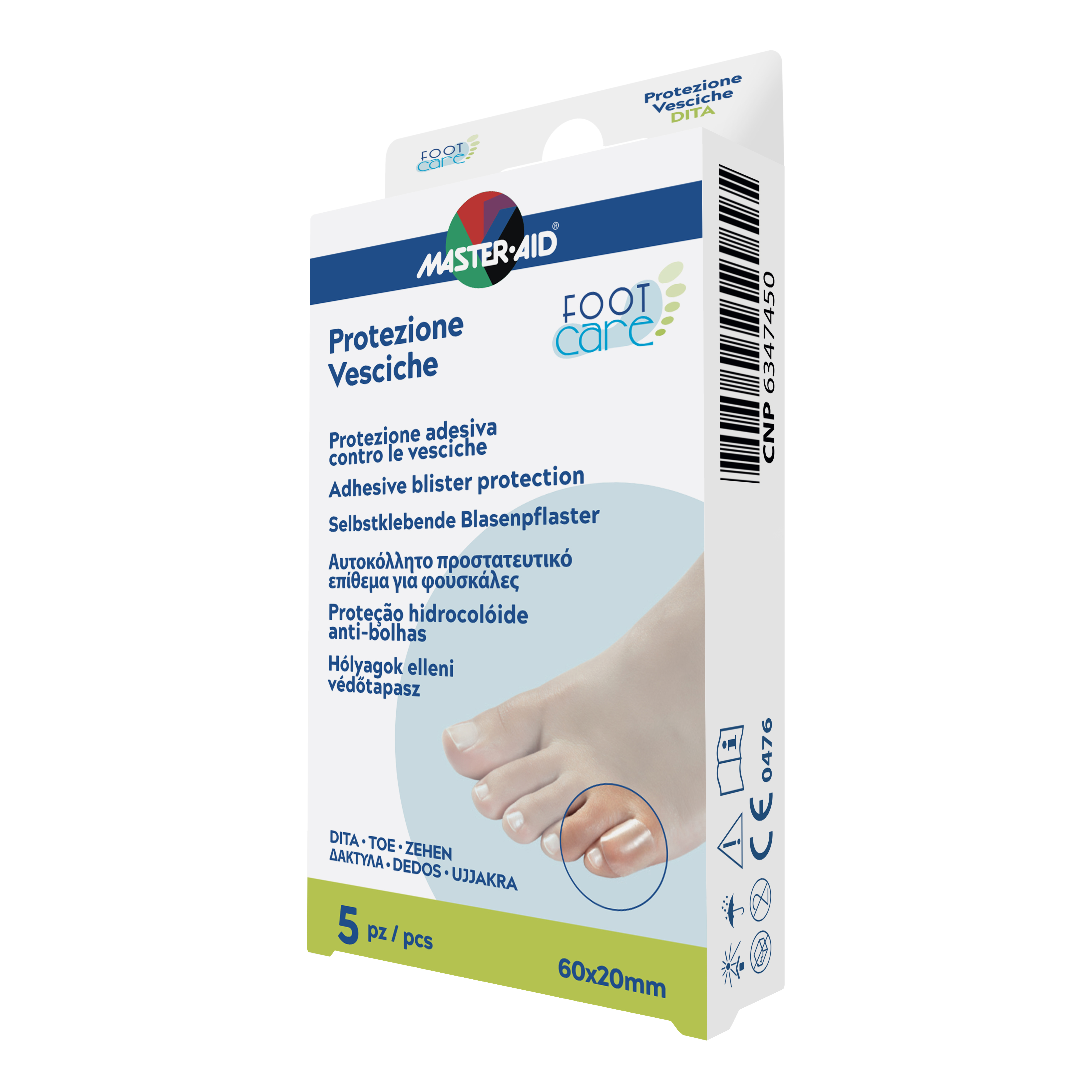Master-aid foot care vesciche protezione per dita 60x20 mm 5 pezzi