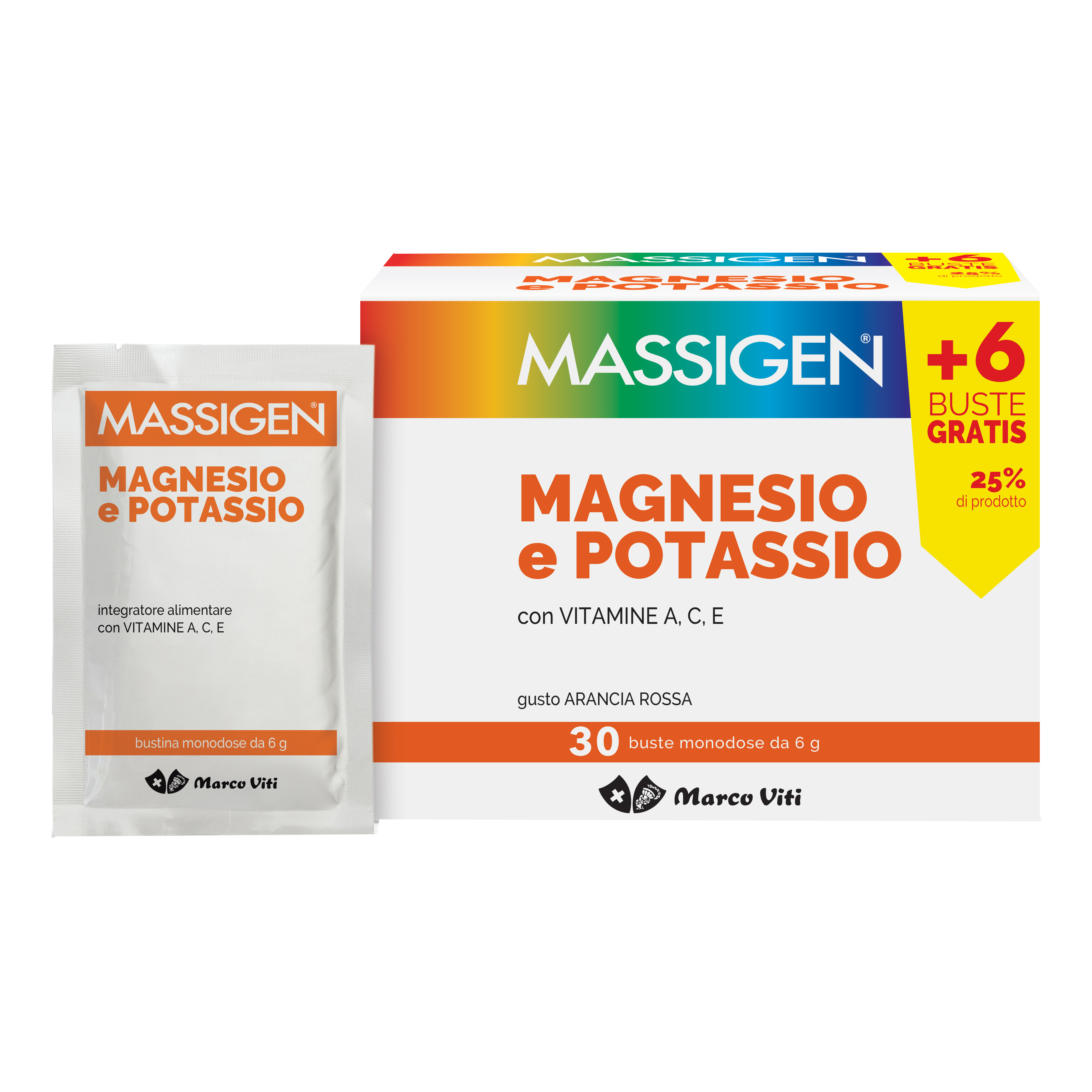Massigen magnesio e potassio in bustina con astuccio 24+6