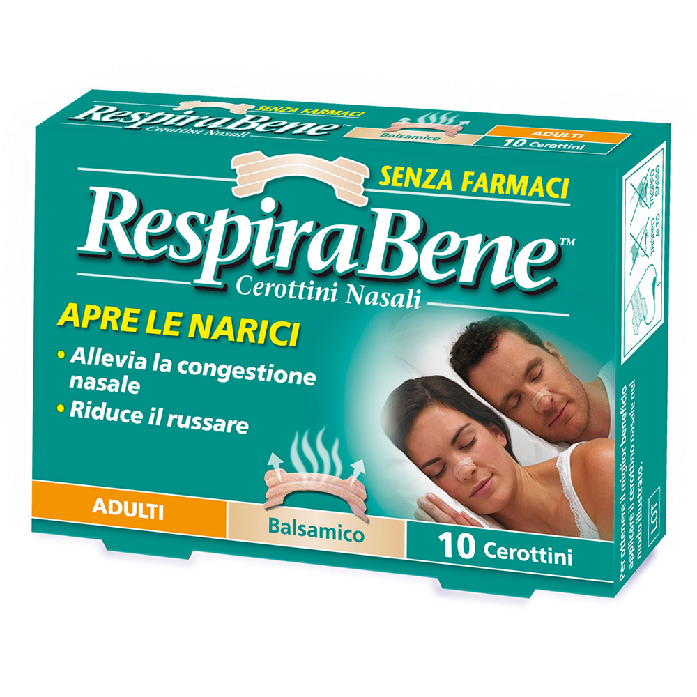 Respirabene cerotti nasali balsamici per adulti 10 pezzi