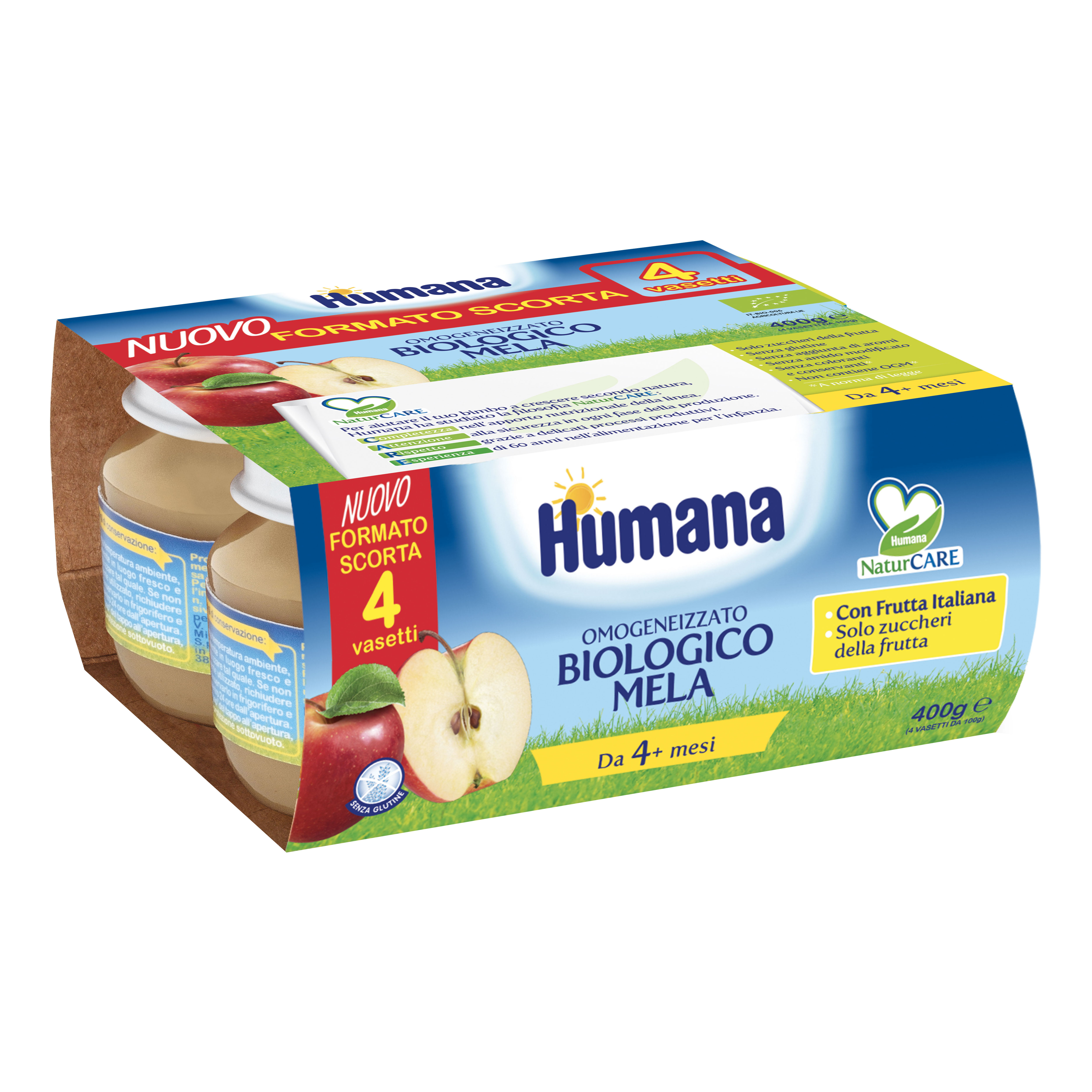 Humana omogeneizzato mela bio 4 x 100 g