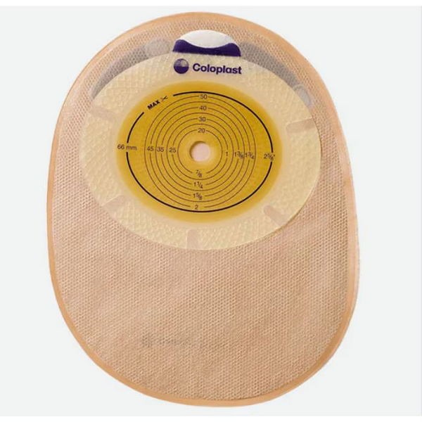 Sacca per colostomia chiusa ricoperta in tessuto non tessutocon apertura ispezionabile foro ritagliabile 10/66 midi capacita 340ml