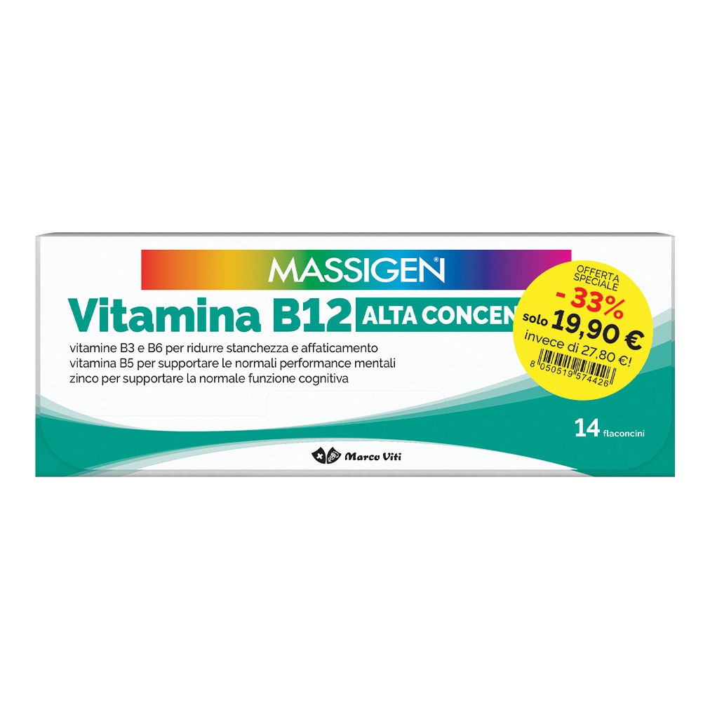 Massigen vitamina b12 alta concentrazione 14+14 flaconcini da 8 ml