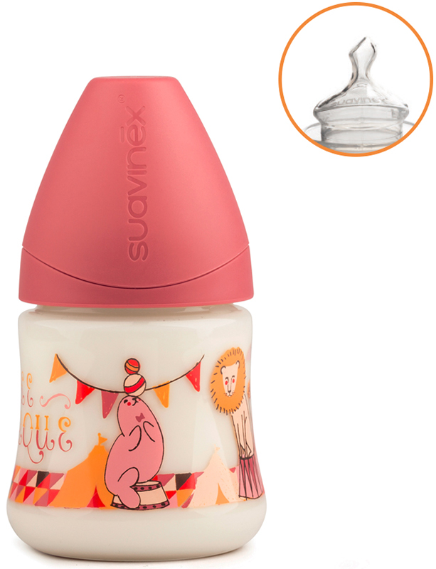 Suavinex le cirque biberon da 150ml anatomico s rosa