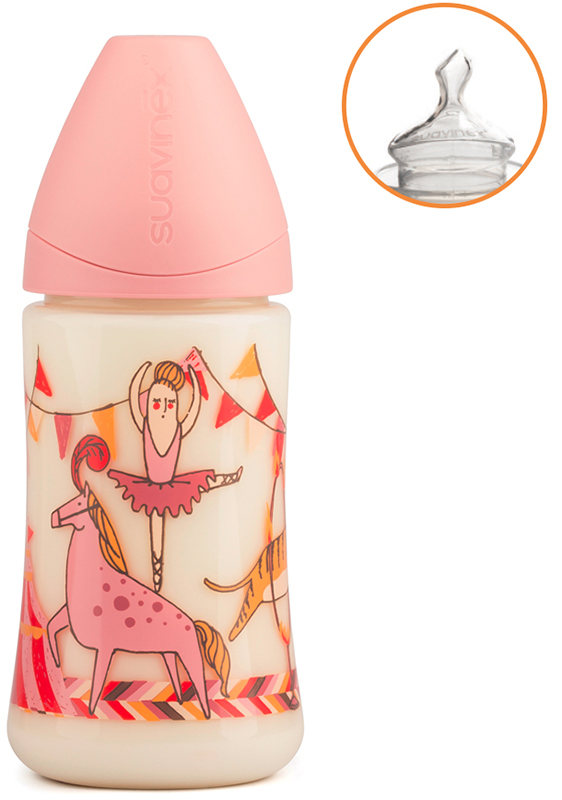 Suavinex le cirque ballerina biberon da 270ml anatomico s rosa