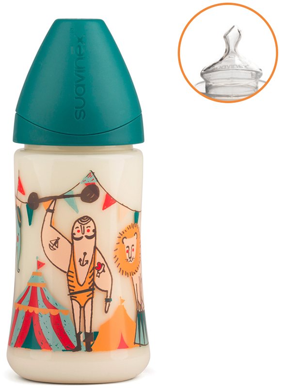 Suavinex le cirque forzuto biberon da 270ml anatomico s verd