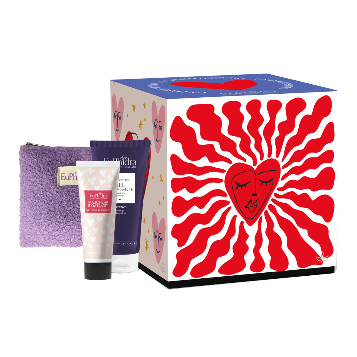 Euphidra un posto sicuro purify no stress gel detergente 200 ml + maschera idratante 30 ml + pochette donna omaggio