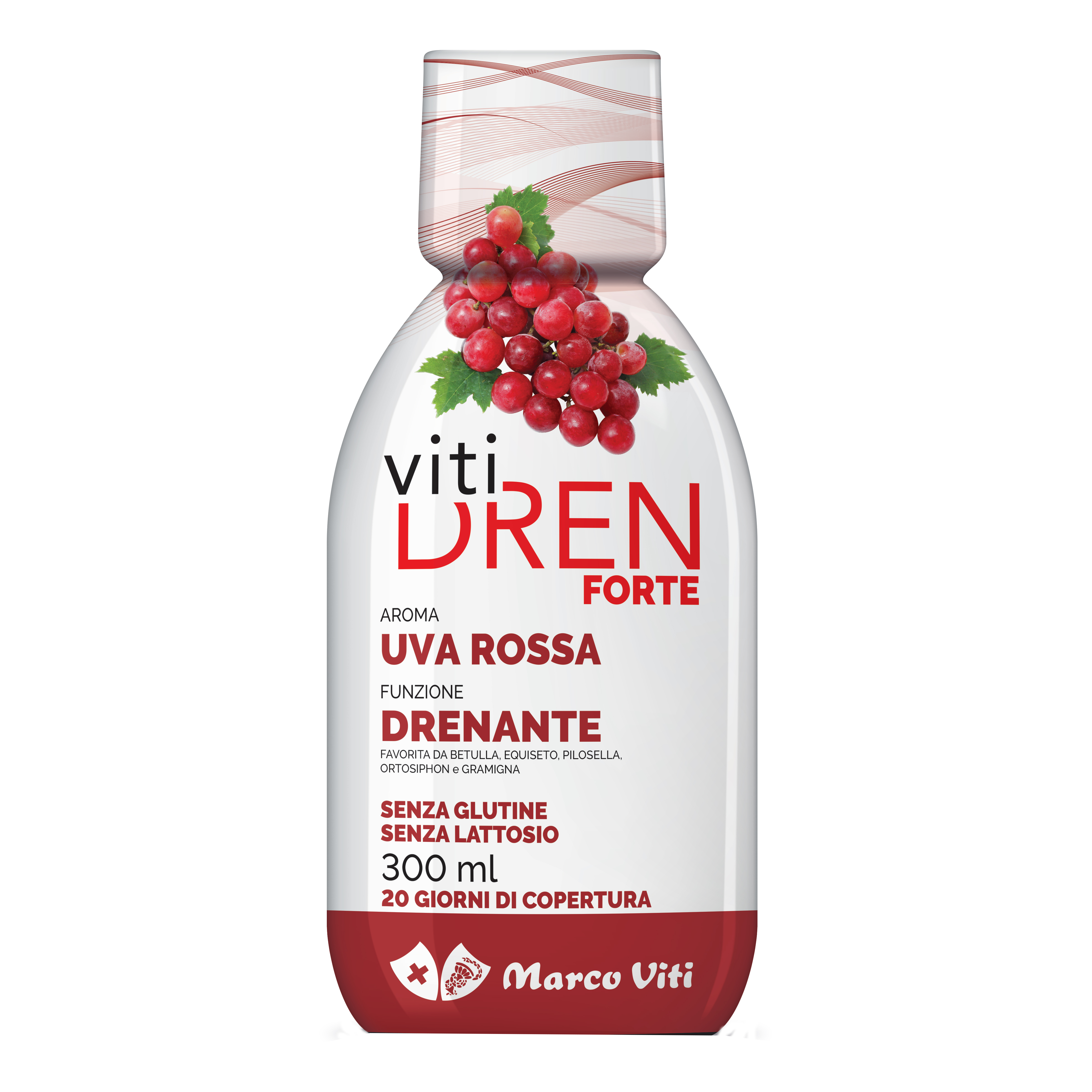 Vitidren forte uva rossa 300 ml con tappo dosatore e con etichetta sleeve