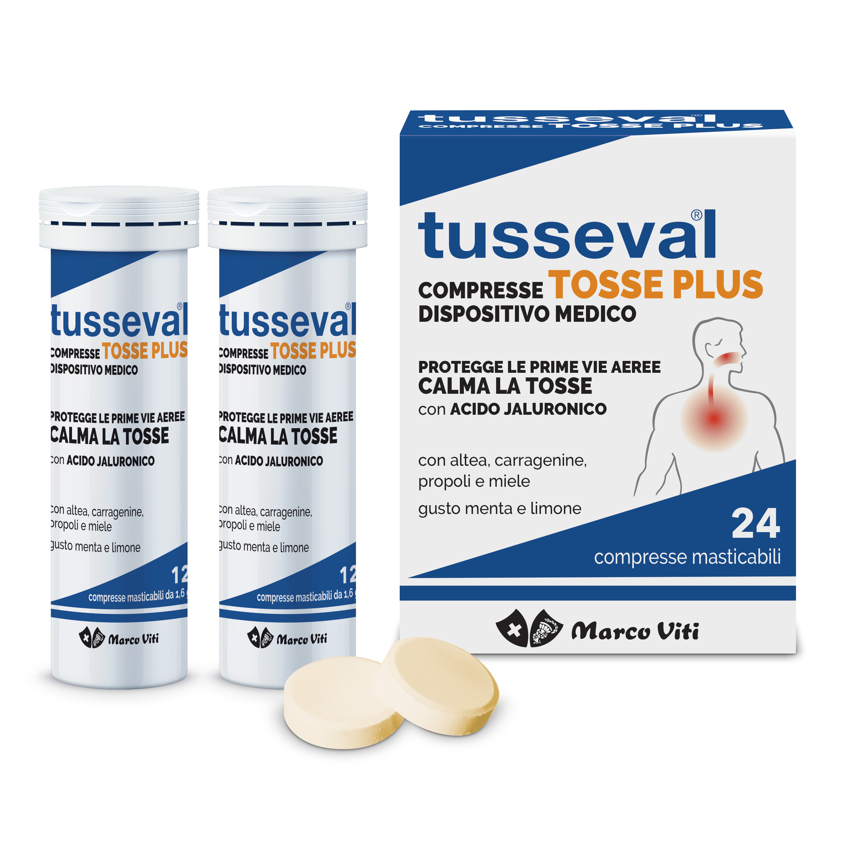 Tusseval Tosse Plus Compresse Menta e Limone 24 Compresse Masticabili