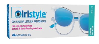 Occhiale da lettura premontato iristyle sunny ice blu +3,00 con clip on magnetico dotato di lenti da sole polarizzate 1 paio