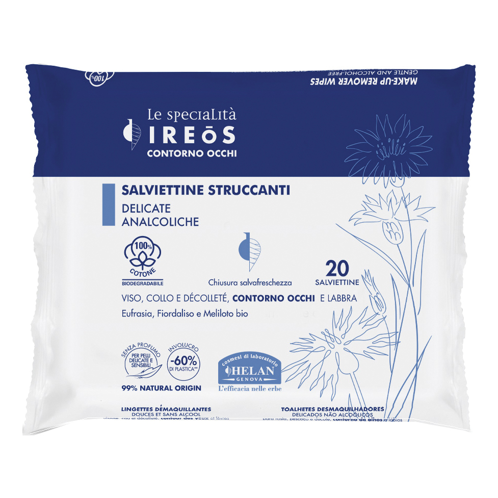 Ireos salviettine struccanti delicati analcoliche 20 pezzi