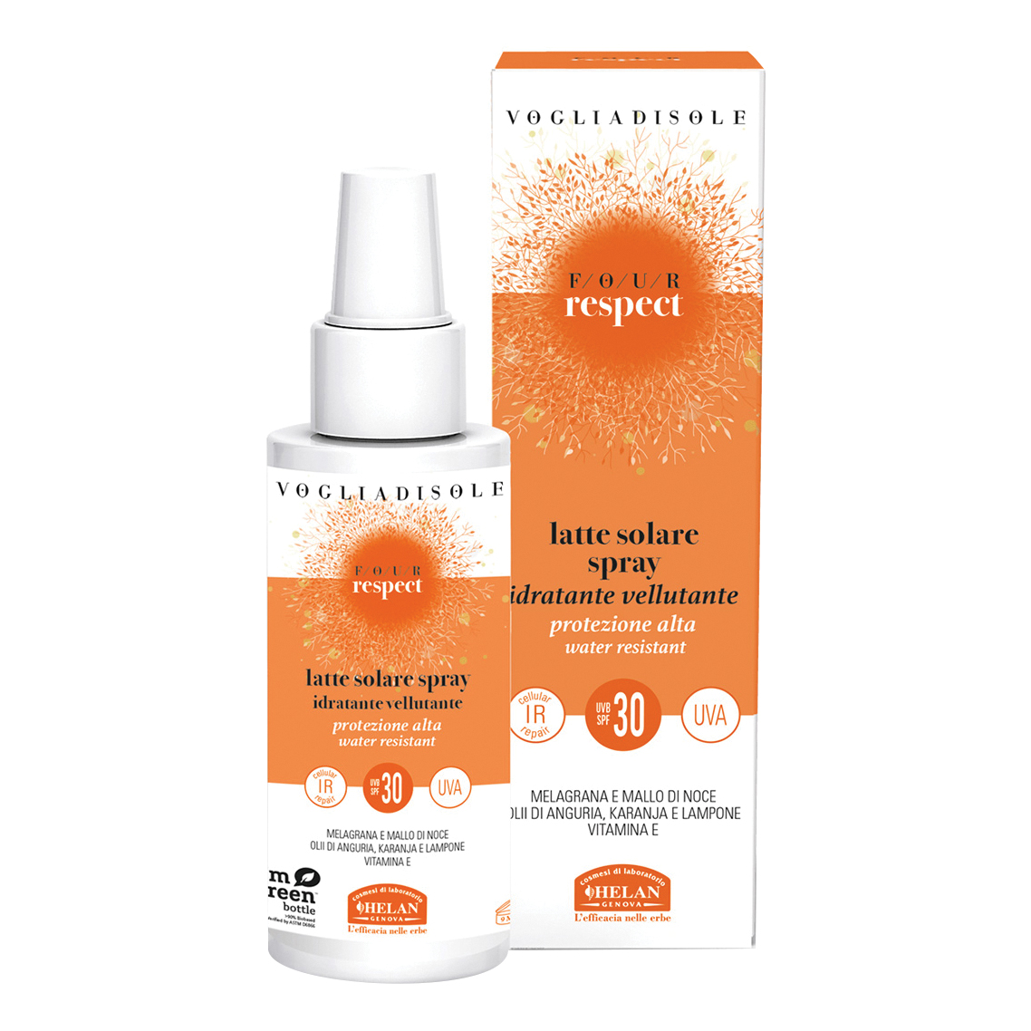 Vogliadisole four respect latte solare spray spf30 viso e corpo 100 ml