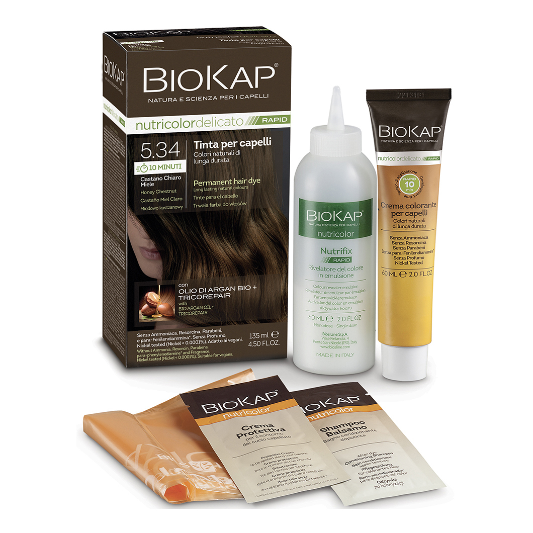 Biokap nutricolor delicato rapid 5,45 castano chiaro miele 135 ml