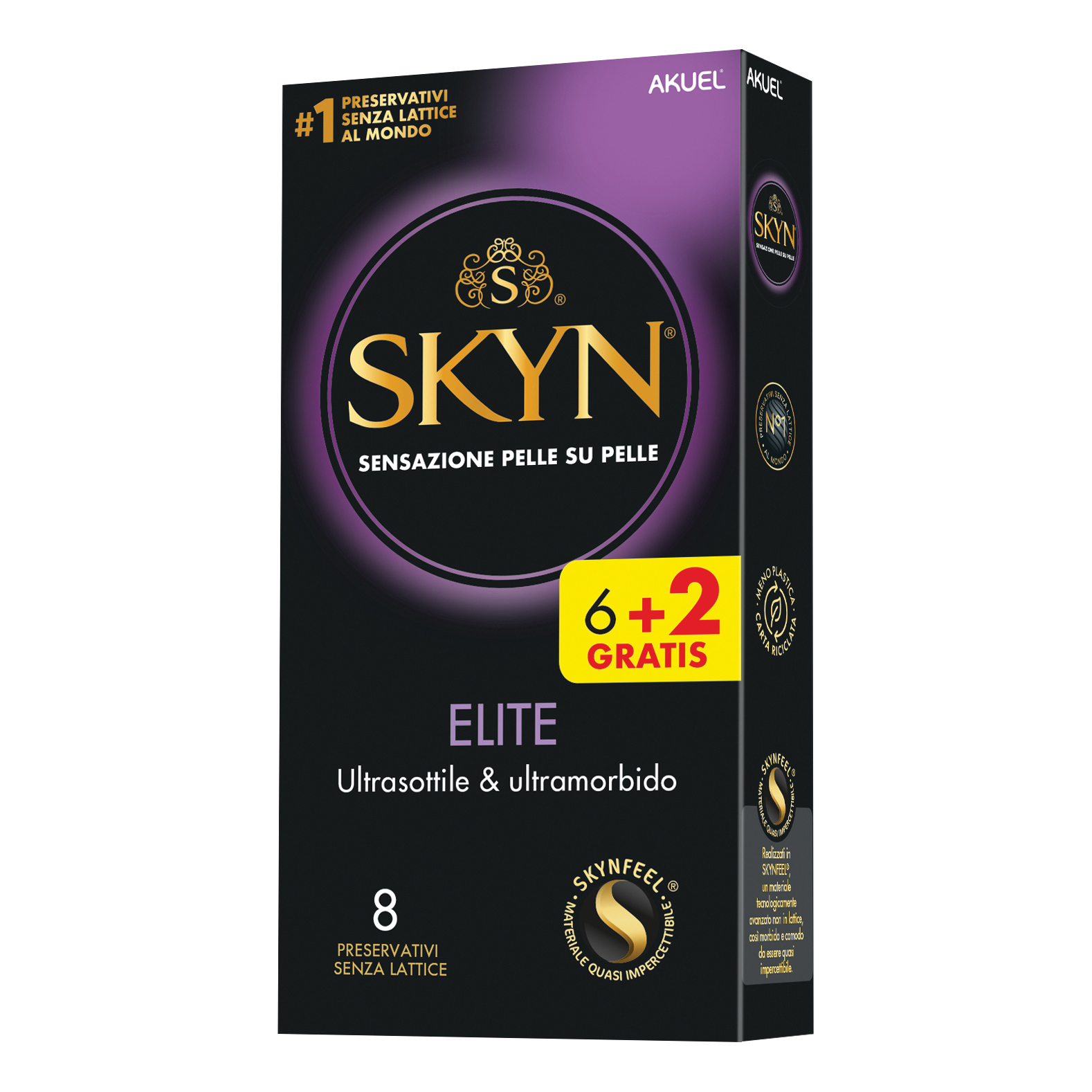 Akuel skyn elite ultrasottile &amp; ultramordbido 6 pezzi + 2 omaggio