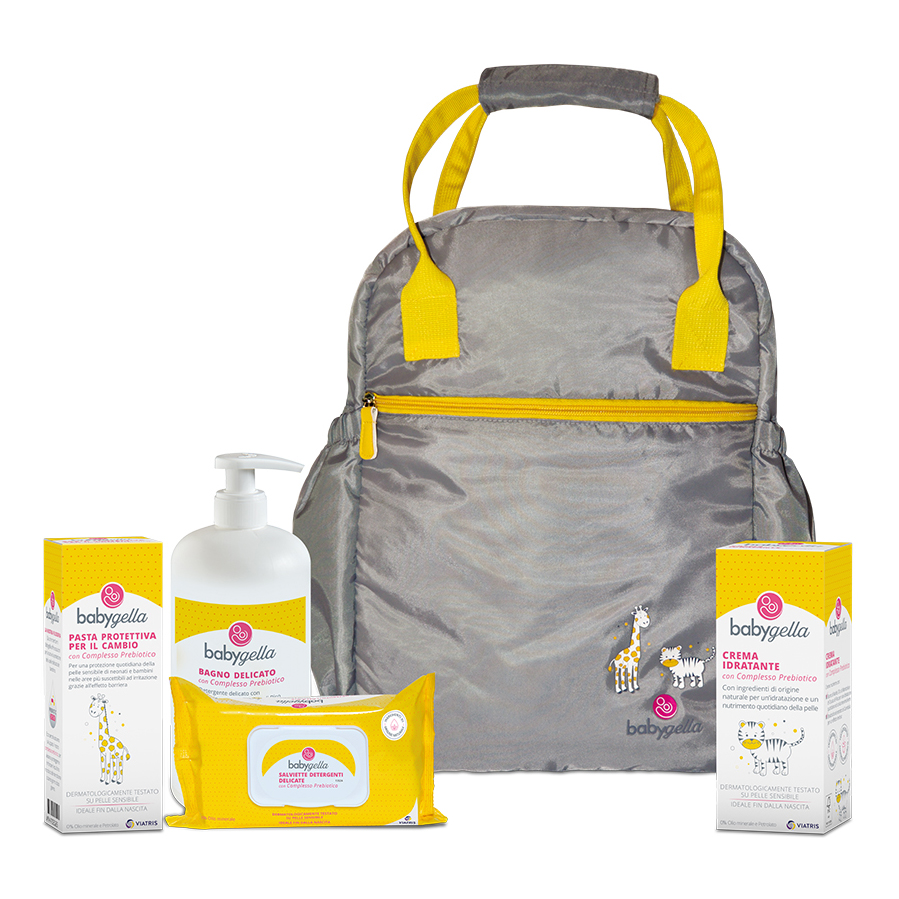 borsa prebiotic 1 babygella bagno + 1 babygella salviette + 1 babygella crema corpo + 1 babygella pasta protettiva