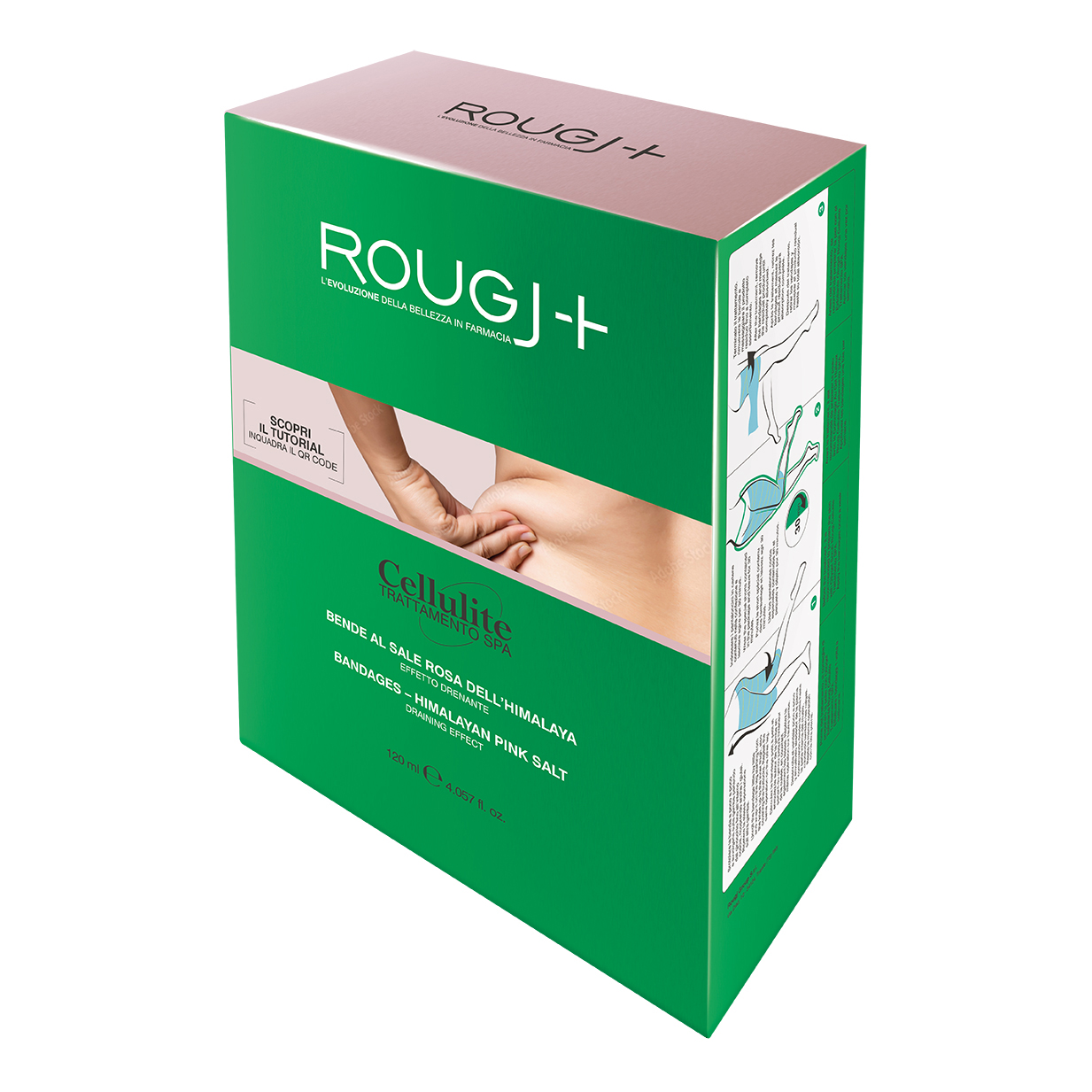 Rougj cellulite trattamento spa bende corpo al sale rosa dell'himalaya 2 pezzi 120 ml